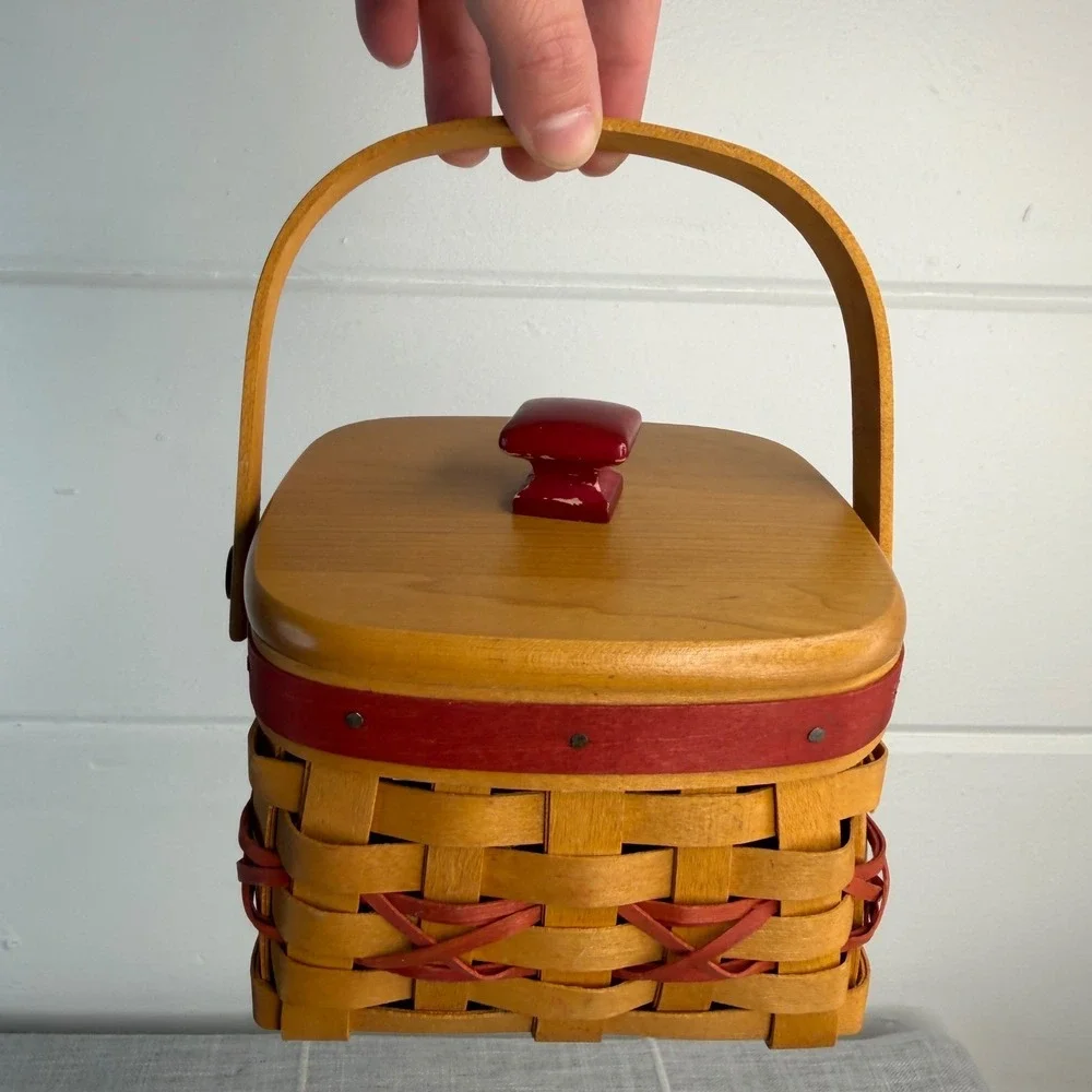 Longaberger Small Square Basket w Lid Cottagecore Tree‎ Trimming 2000